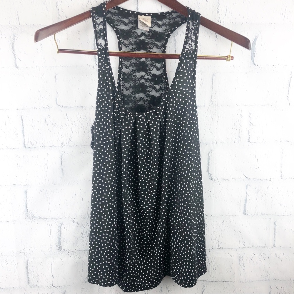 Polka Dot & Lace Tank Top